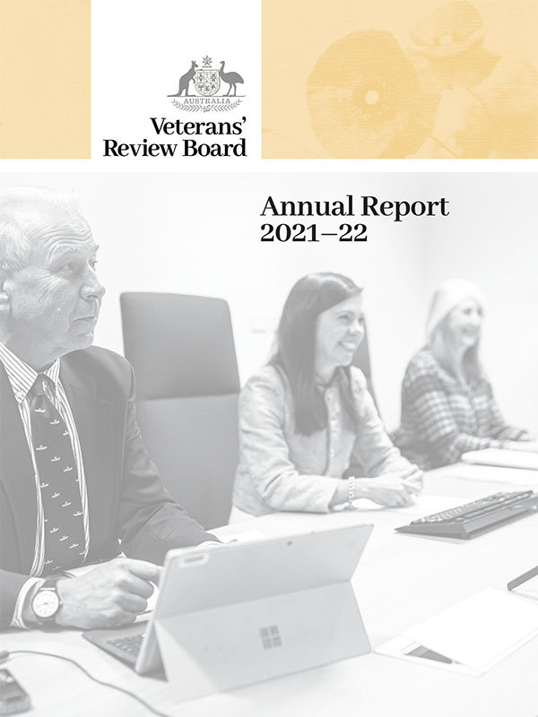 Veterans' Review Board Annual Report 2021-22 cover.