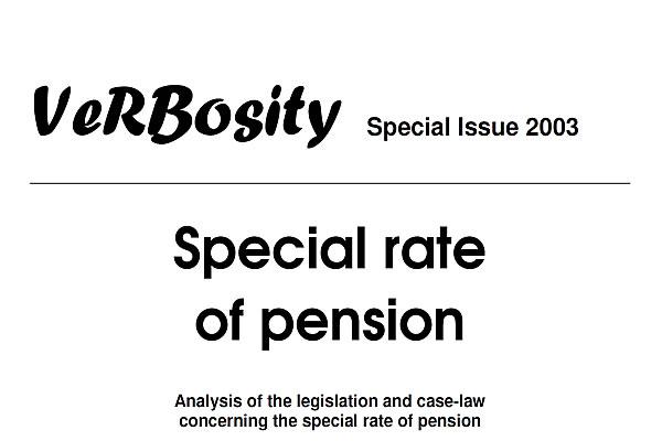 VeRBosity Special Issue 2003 - Special rate of pension
